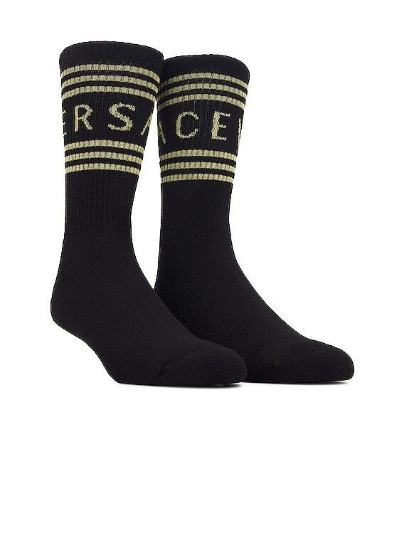 Versace Versace 90S VINTAGE LOGO SOCKS BLACK/GOLD SIZE MEDIUM NWT Size ONE SIZE - 11 Thumbnail