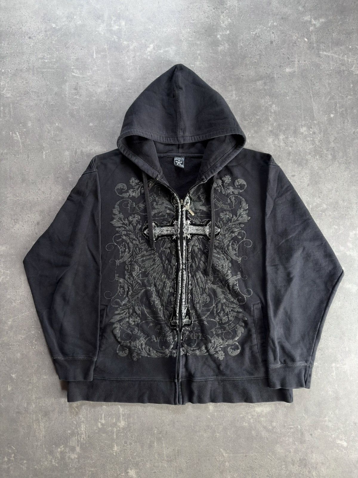 Avirex Avirex Rare Big Cross Baggy Zip Hoodie XXL XL Affliction Size US XXL / EU 58 / 5 - 1 Thumbnail