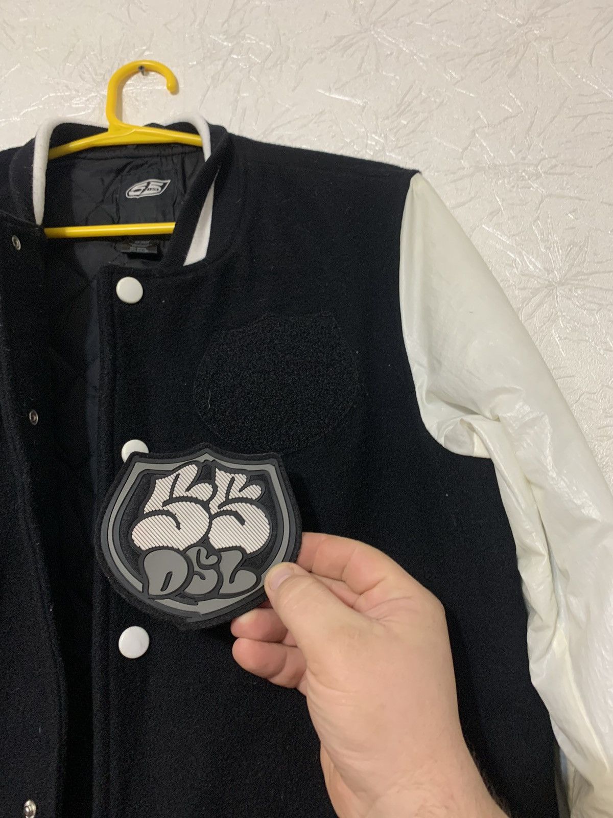 55DSL × Diesel × Vintage 55DSL Vintage Diesel Black Wool Bomber Jacket Nylon Sleeves Size US M / EU 48-50 / 2 - 14 Thumbnail