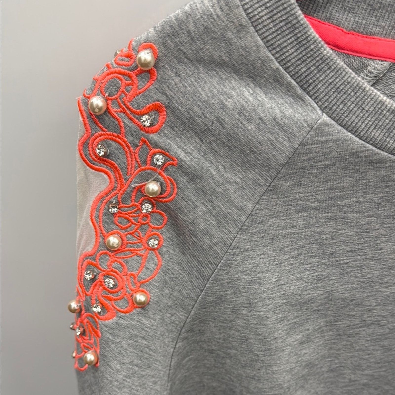 Other NWT Naughty Dog Gray Sweatshirt with Pink Embellishments S Size S / US 4 / IT 40 - 3 Thumbnail