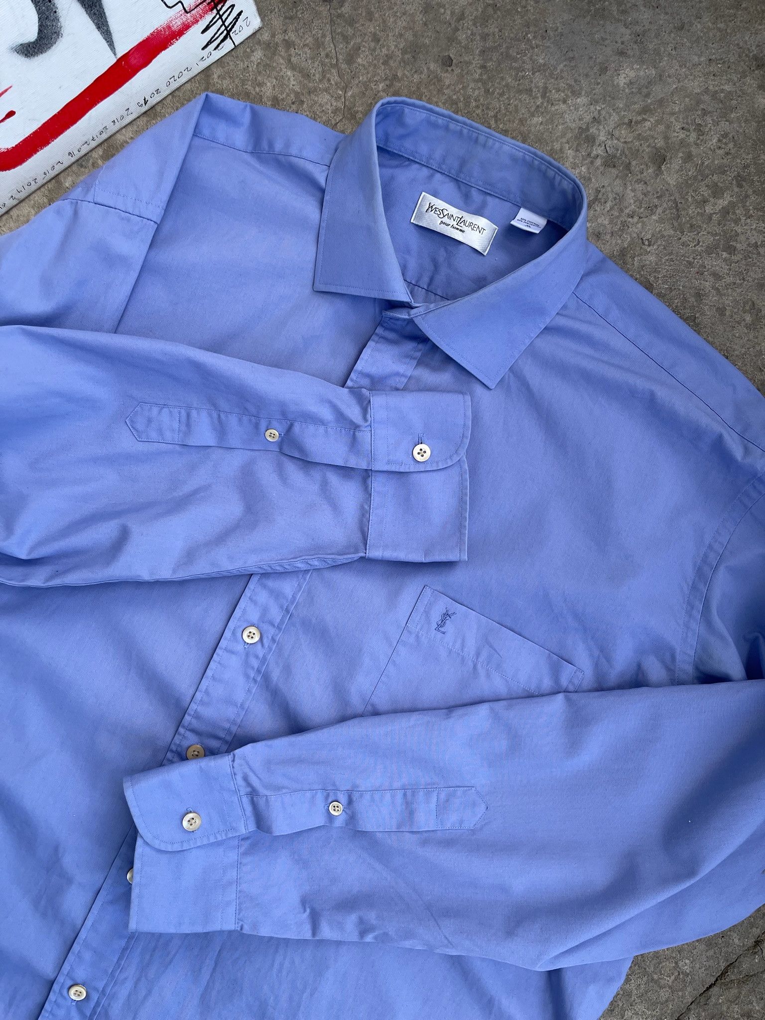 Yves Saint Laurent Vintage Yves Saint Laurent Pour Homme Button Up Shirt Size US XL / EU 56 / 4 - 15 Thumbnail