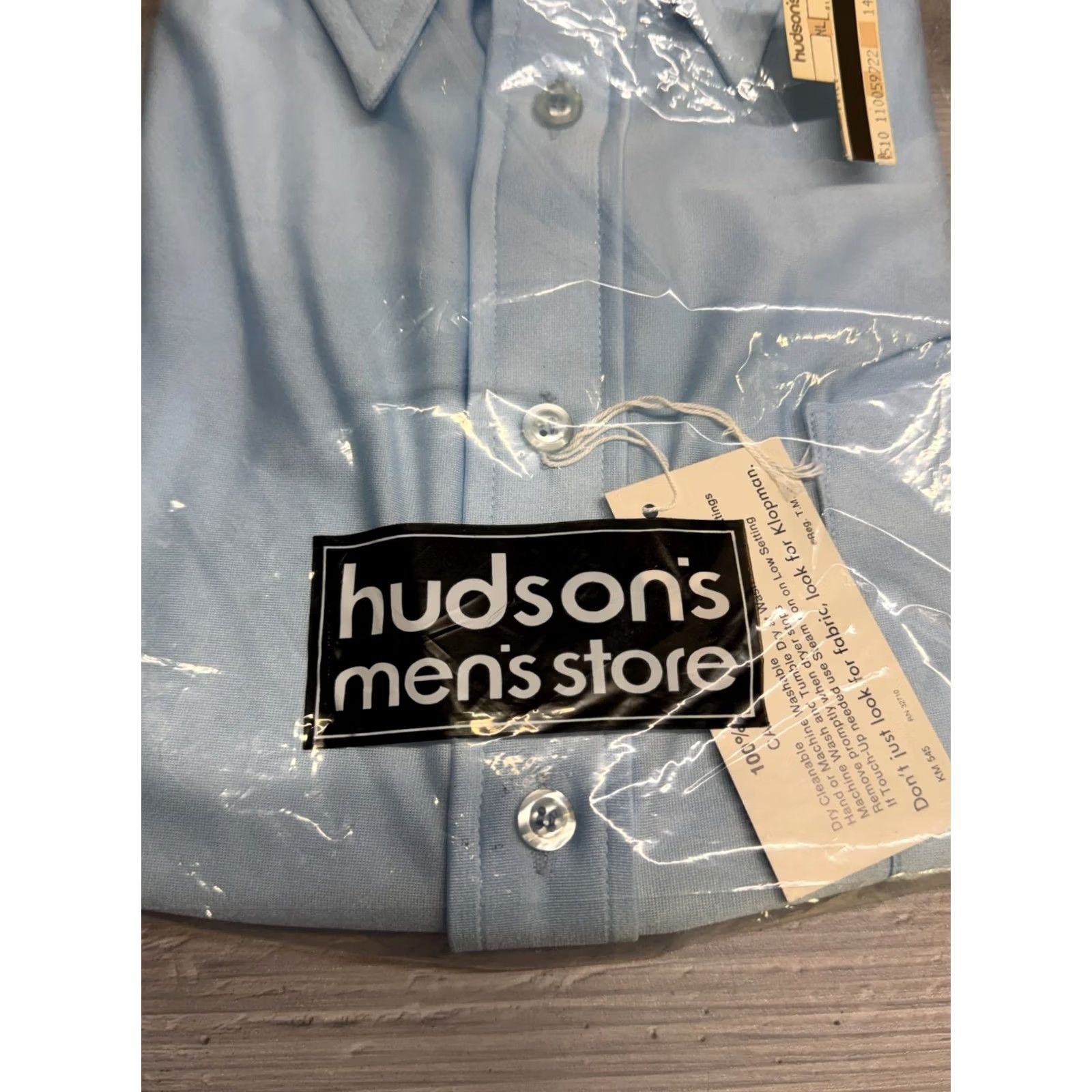 Hudson DEADSTOCK Vintage 70s Hudson'S Qiana Nylon Dress Shirt - 15.5 Sky Blue Size 40R - 2 Thumbnail
