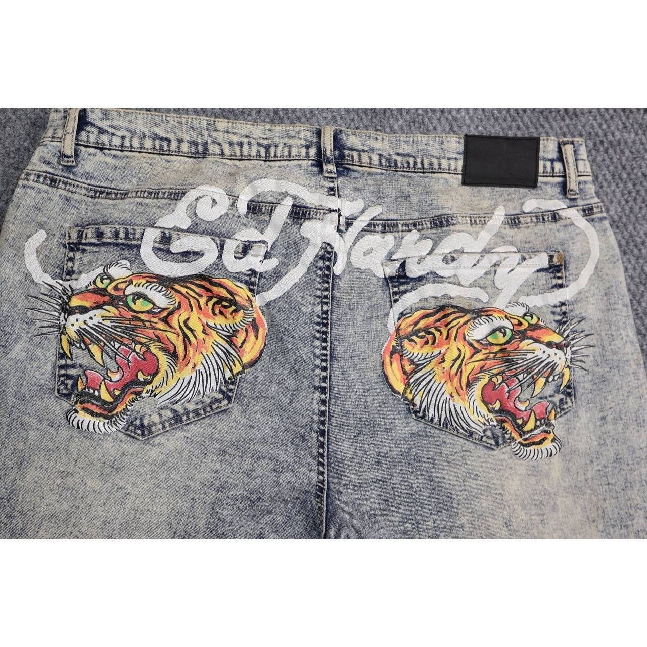 Ed Hardy Ed Hardy Jeans Denim Tiger Cat Painted Back Pockets Size 42 Size US 42 / EU 58 - 4 Thumbnail