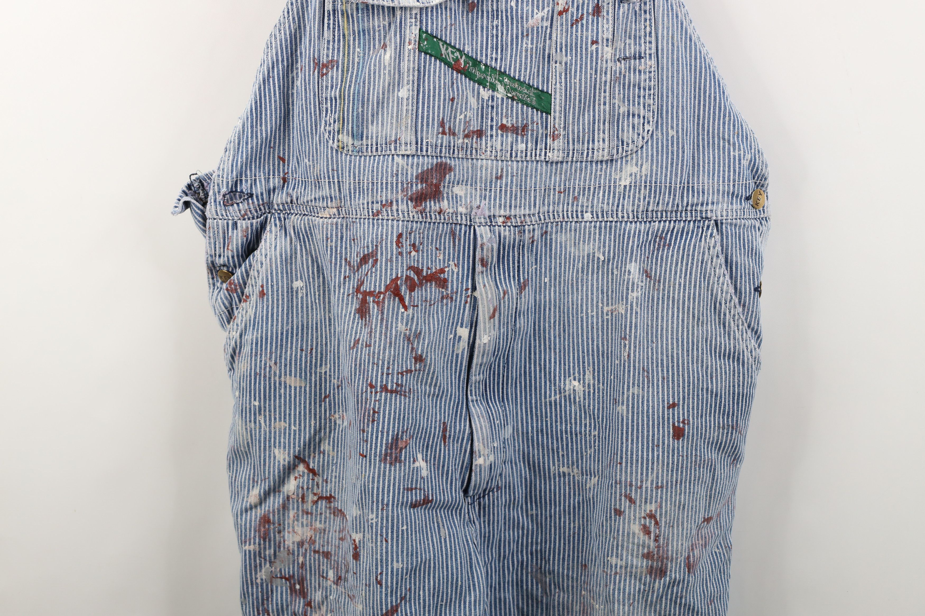 Vintage Vintage 90s Streetwear Cut Off Hickory Striped Overalls Size US 42 / EU 58 - 5 Thumbnail