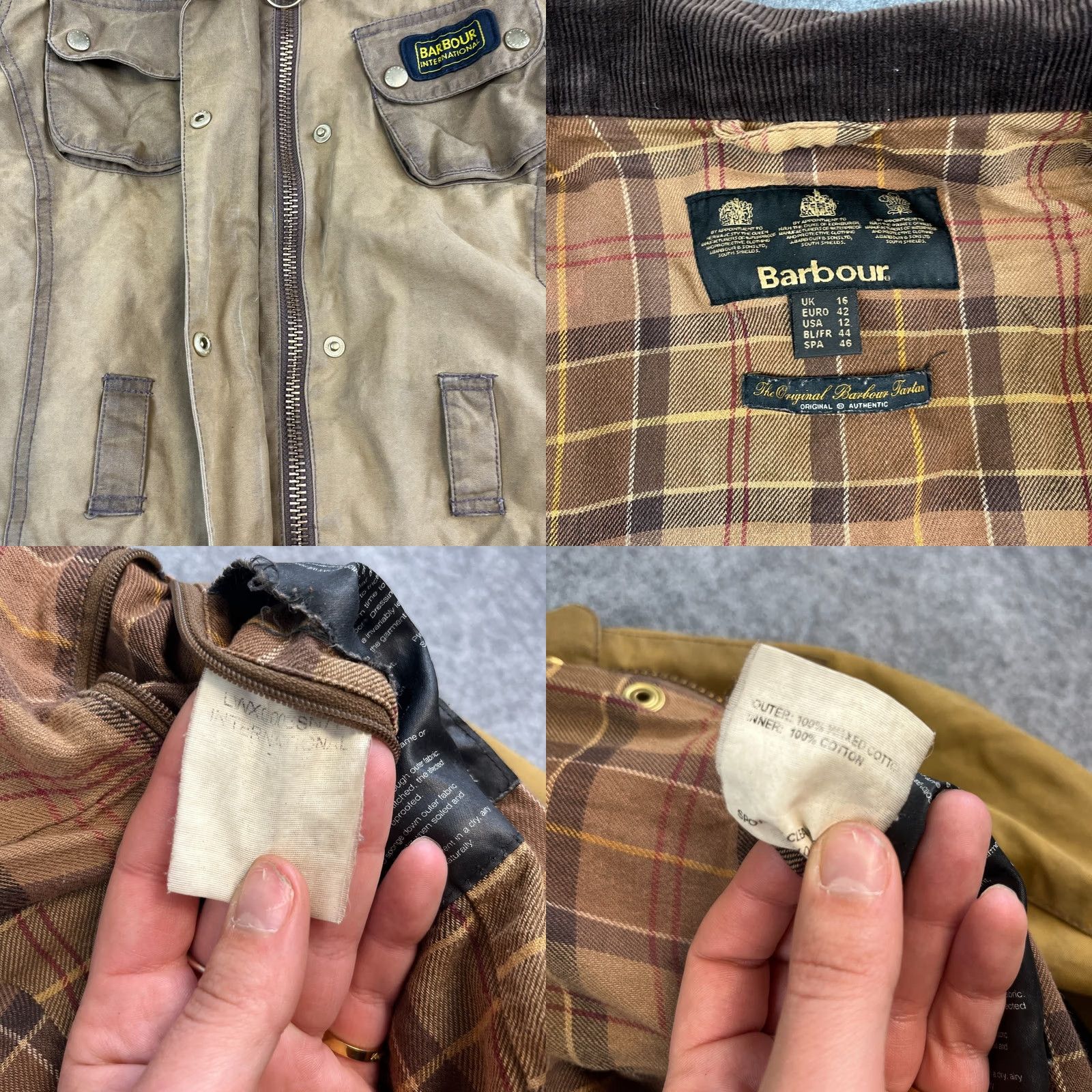 Barbour VINTAGE Barbour International Jacket UK 16 Tan Womens Wax Made England 3 Warrant Size XXL / US 16-18 / IT 52-54 - 8 Thumbnail