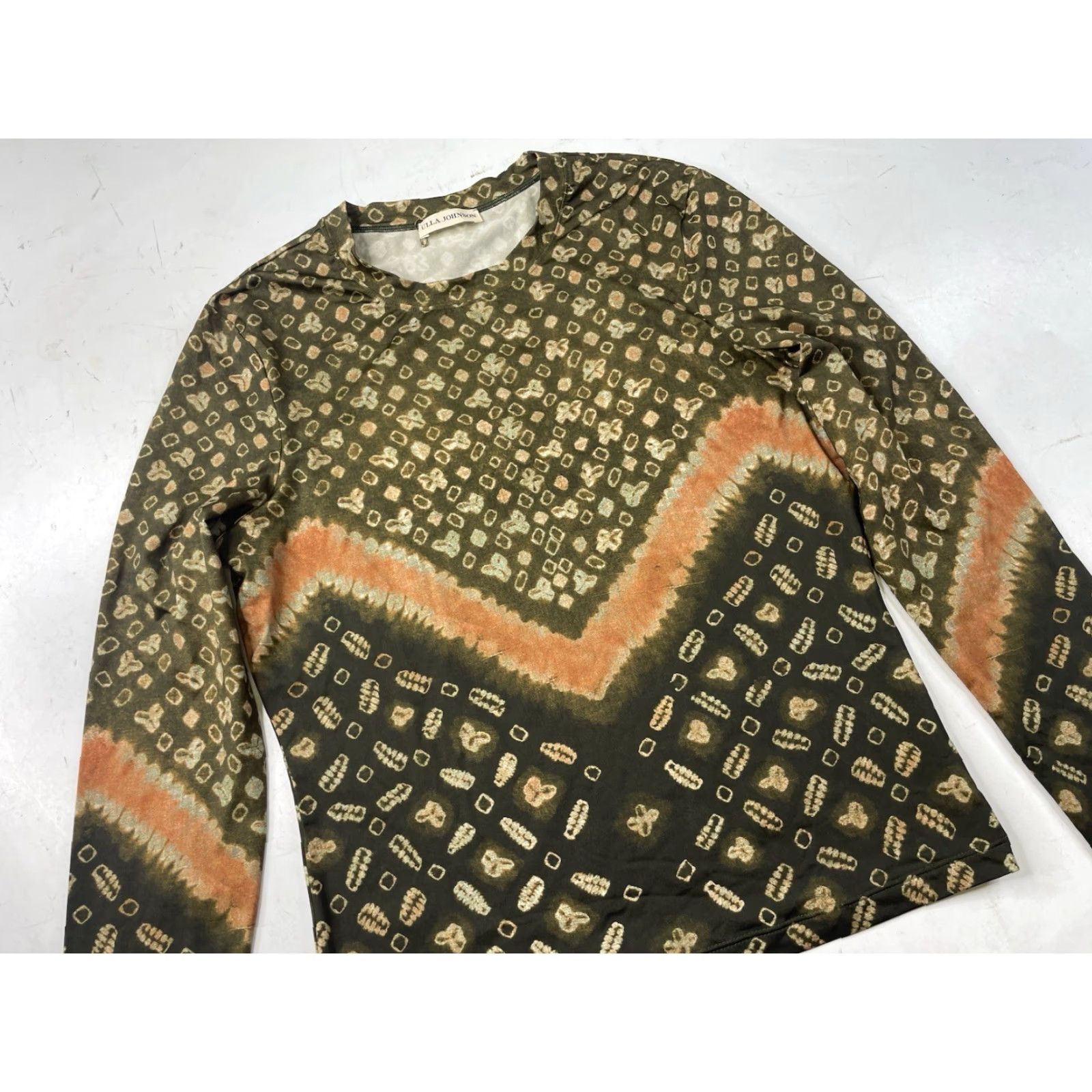 Ulla Johnson Ulla Johnson Top Womens Small Multicolor Abstract Art Long Sleeve Stretch Casual Regular S Multicolor Womens Top Size S / US 4 / IT 40 - 2 Thumbnail