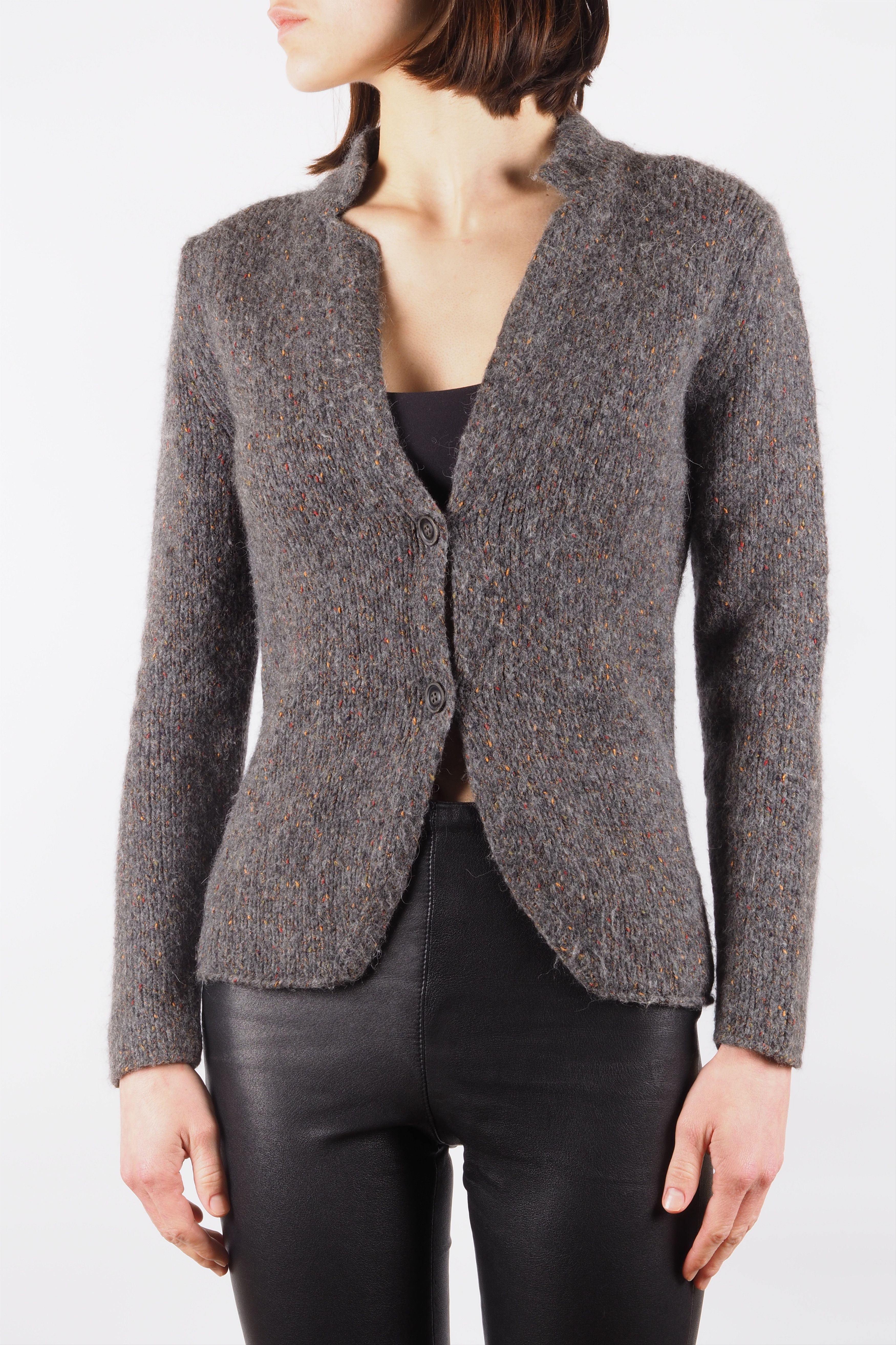 Fabiana Filippi Fabiana Filippi Gray Alpaca Knit Sweater Cardigan Size S / US 4 / IT 40 - 2 Thumbnail