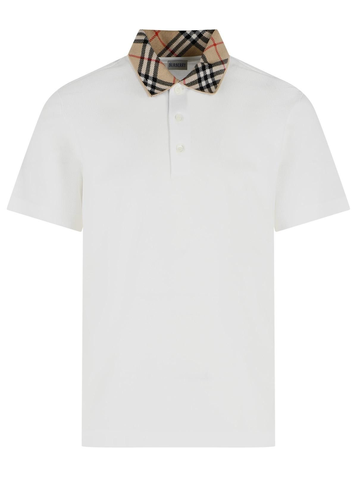 Burberry 'evan' White Cotton Polo Shirt, Men's (Size M)