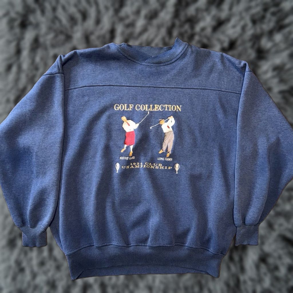 Vintage VINTAGE Crable Sportswear Sweatshirt XL Golf Collection Embroidered 1934 Championship Short Long Game Graphic Print Crew Neck Pullover Men Blue Size US XL / EU 56 / 4 - 1 Thumbnail