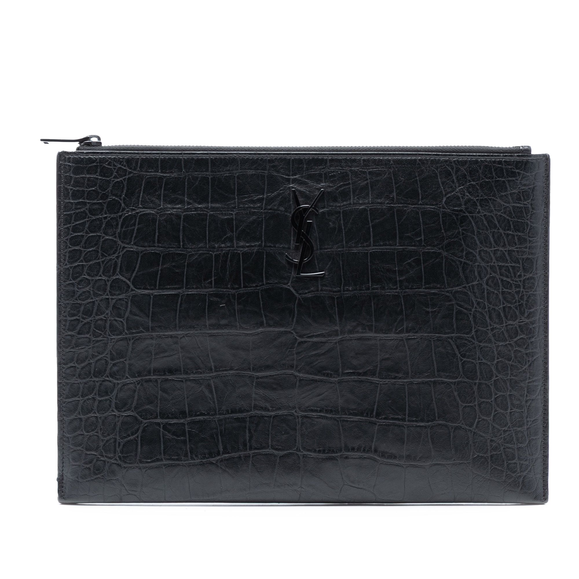 Yves Saint Laurent Yves Saint Laurent Croc Embossed Leather Monogram Document Holder Size ONE SIZE - 1 Thumbnail