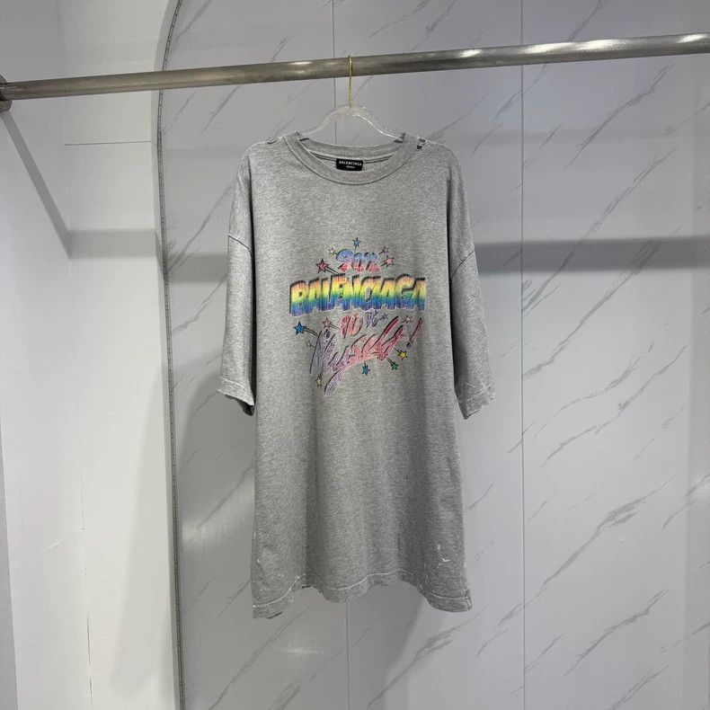 Balenciaga Splatter Cartoon Logo Printed Short Sleeve L Si