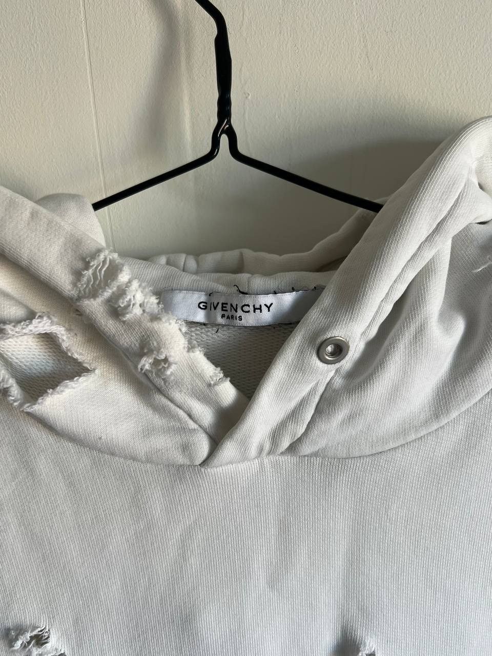 Designer × Givenchy Givenchy GV3 Industries Logo Print Ivory Distressed Hoodie Size US XL / EU 56 / 4 - 4 Thumbnail
