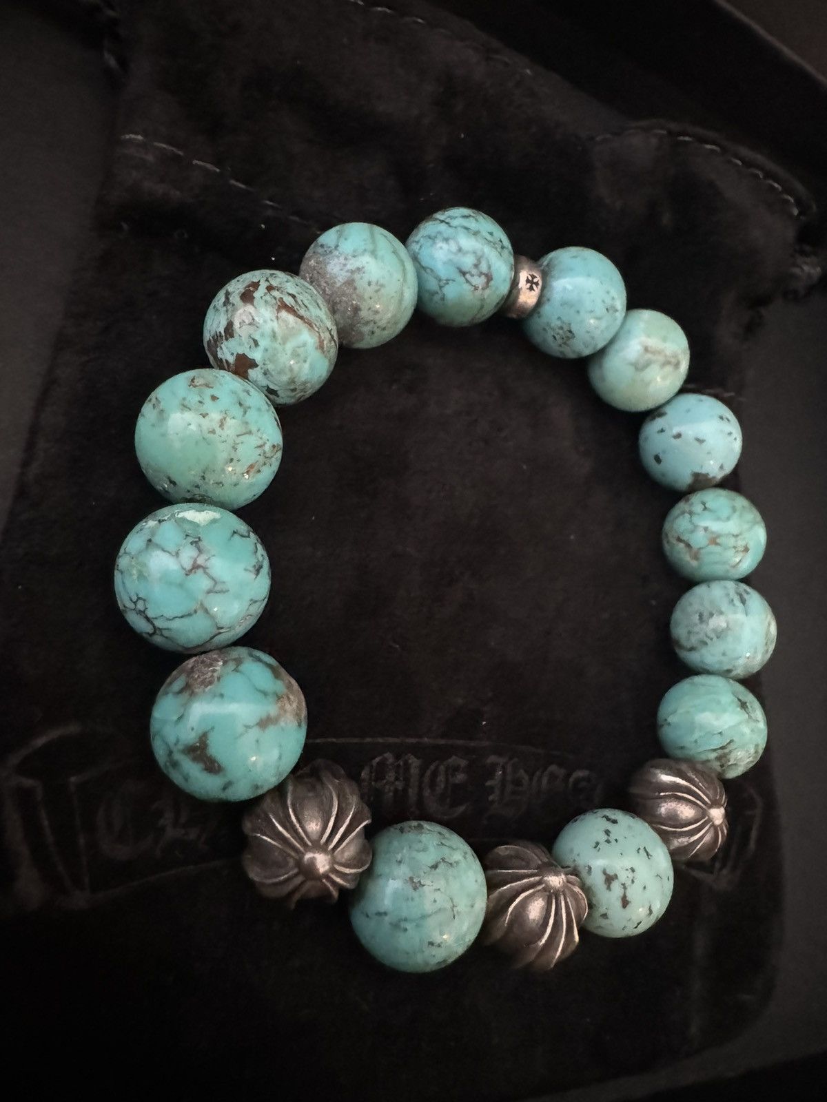 Chrome Hearts Chrome Hearts Turquoise Bead Bracelet 12mm Large Size ONE SIZE - 6 Thumbnail