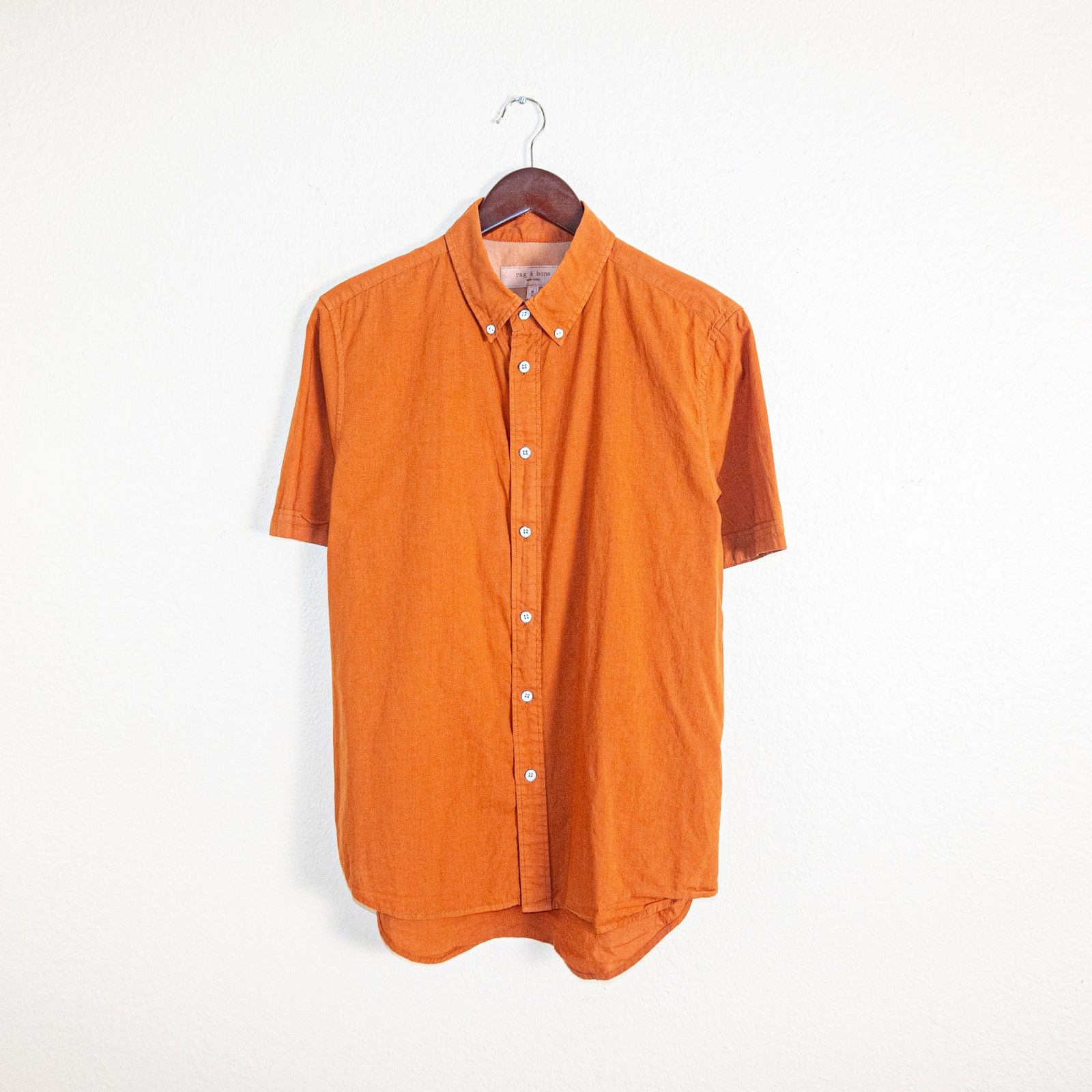 Rag & Bone Rag & Bone NY Medium Short Sleeve Button down Shirt Orange Size US M / EU 48-50 / 2 - 1 Thumbnail