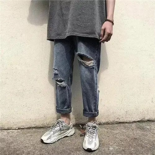 Other Denim Straight Holes Trousers Mens Size US 28 / EU 44 - 2 Thumbnail