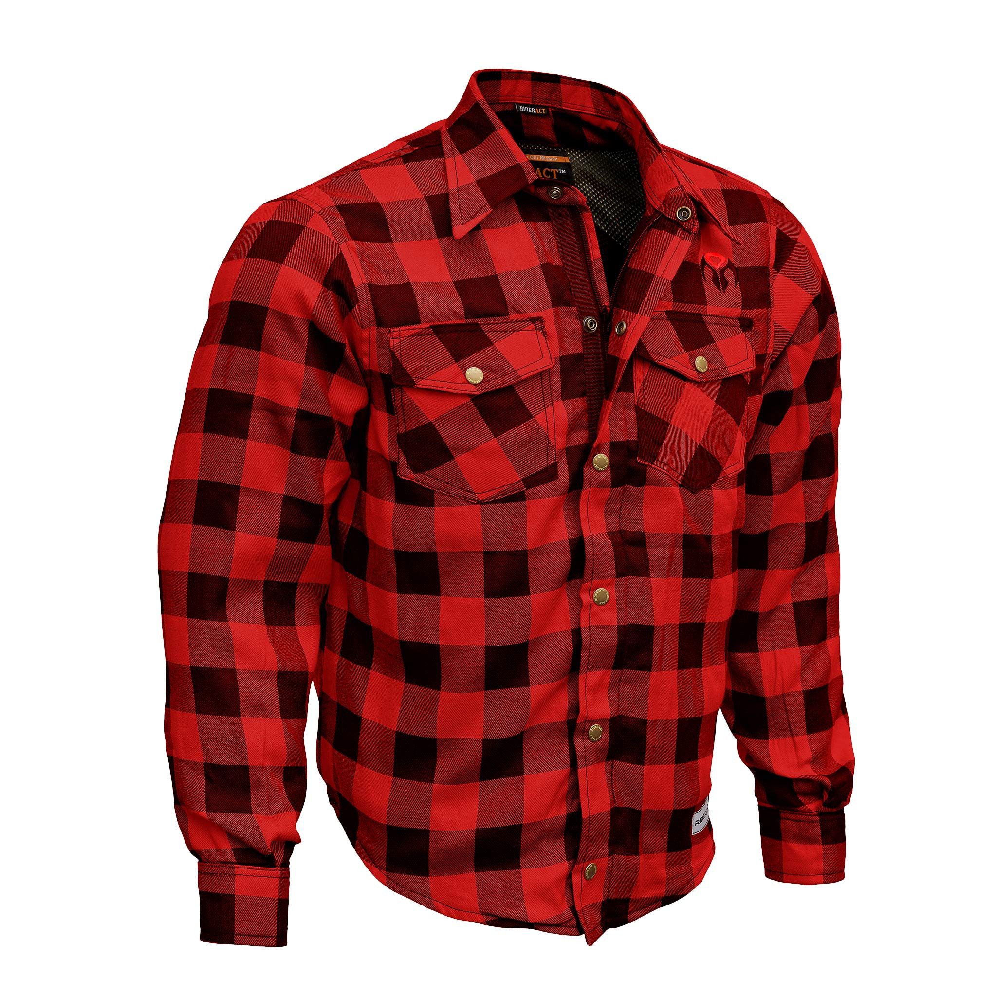 Dixxon × Flannel × Other RIDERACT® Men's Red Reinforced Flannel Motorcycle Shirt Size US M / EU 48-50 / 2 - 2 Thumbnail