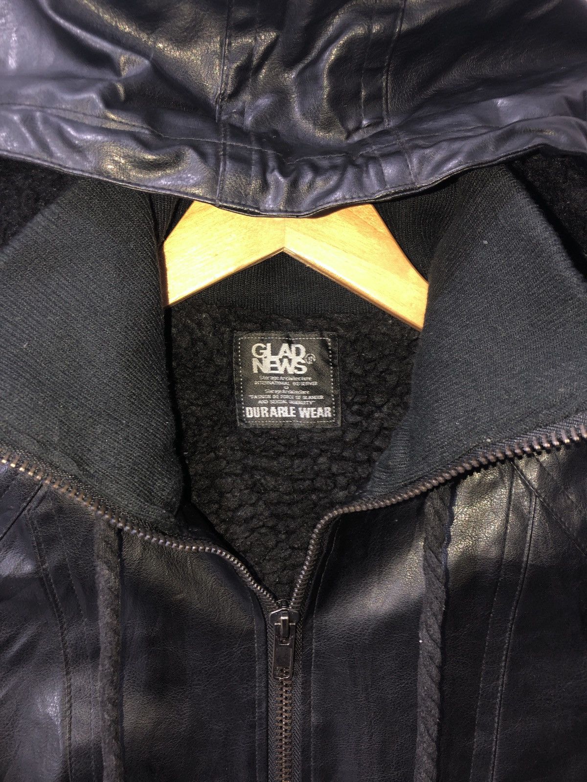 Japanese Brand Glad News Learher Hoodie Jacket Size US S / EU 44-46 / 1 - 5 Thumbnail