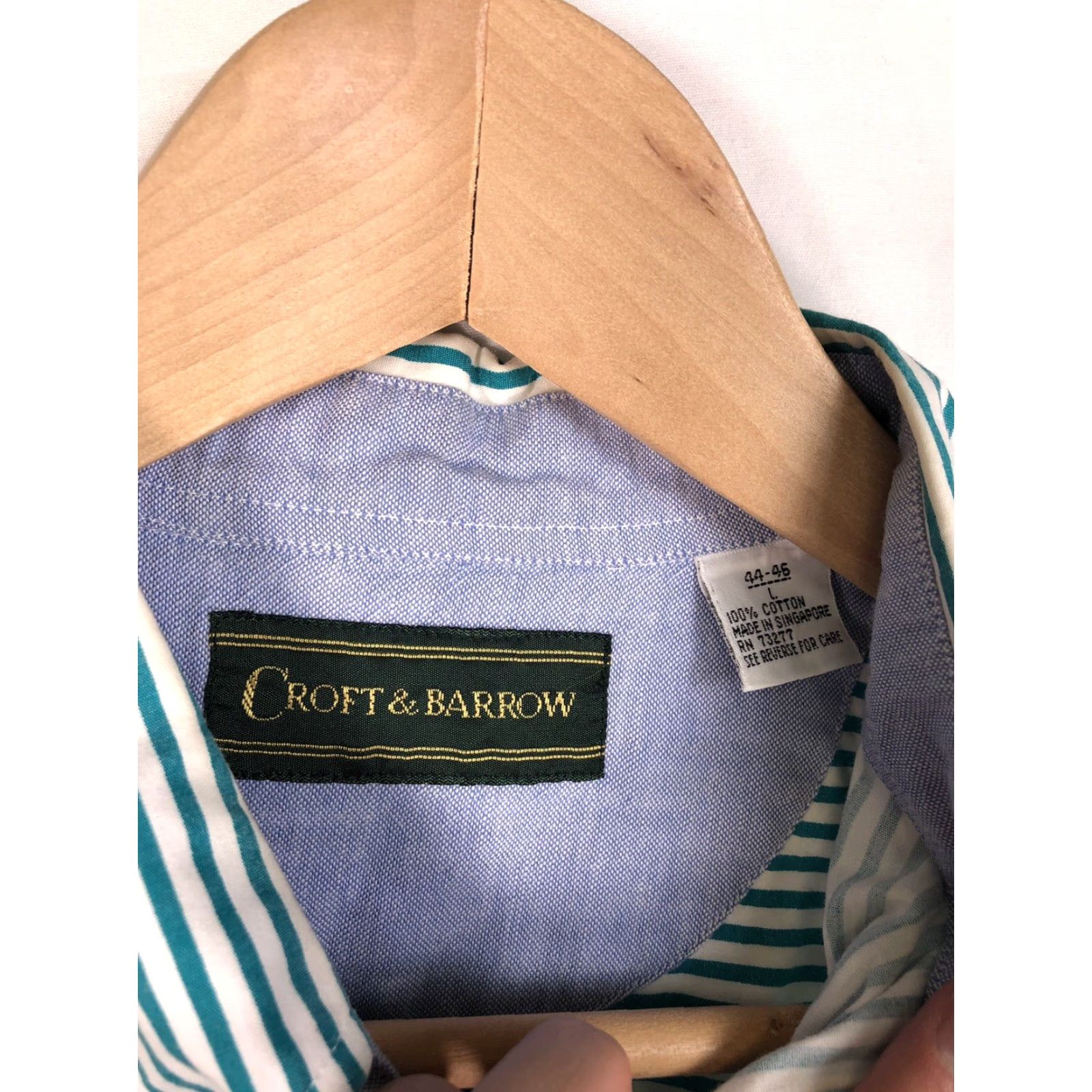 Croft & Barrow VINTAGE Croft & Barrow Shirt Men’s Large Striped 90s Blue Button Short Sl J23 Size US L / EU 52-54 / 3 - 6 Thumbnail