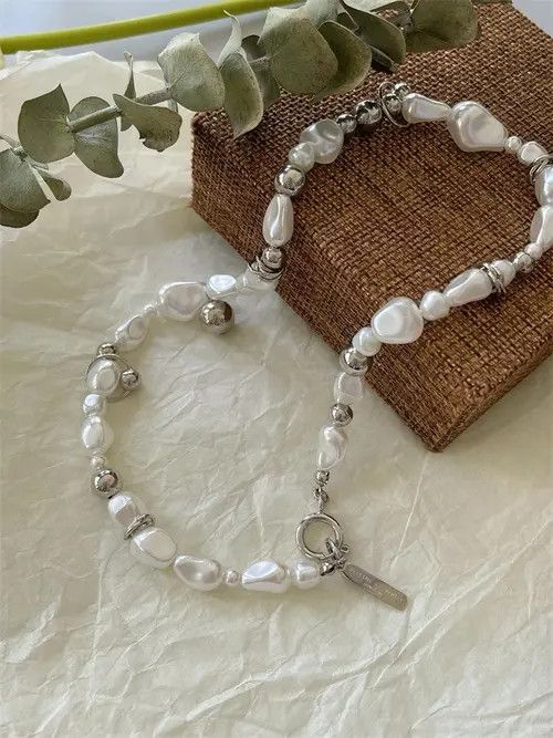 Jewelry × Vintage Pearl Necklace Beaded Chain With Temperament Clavicle Chain Size ONE SIZE - 2 Thumbnail