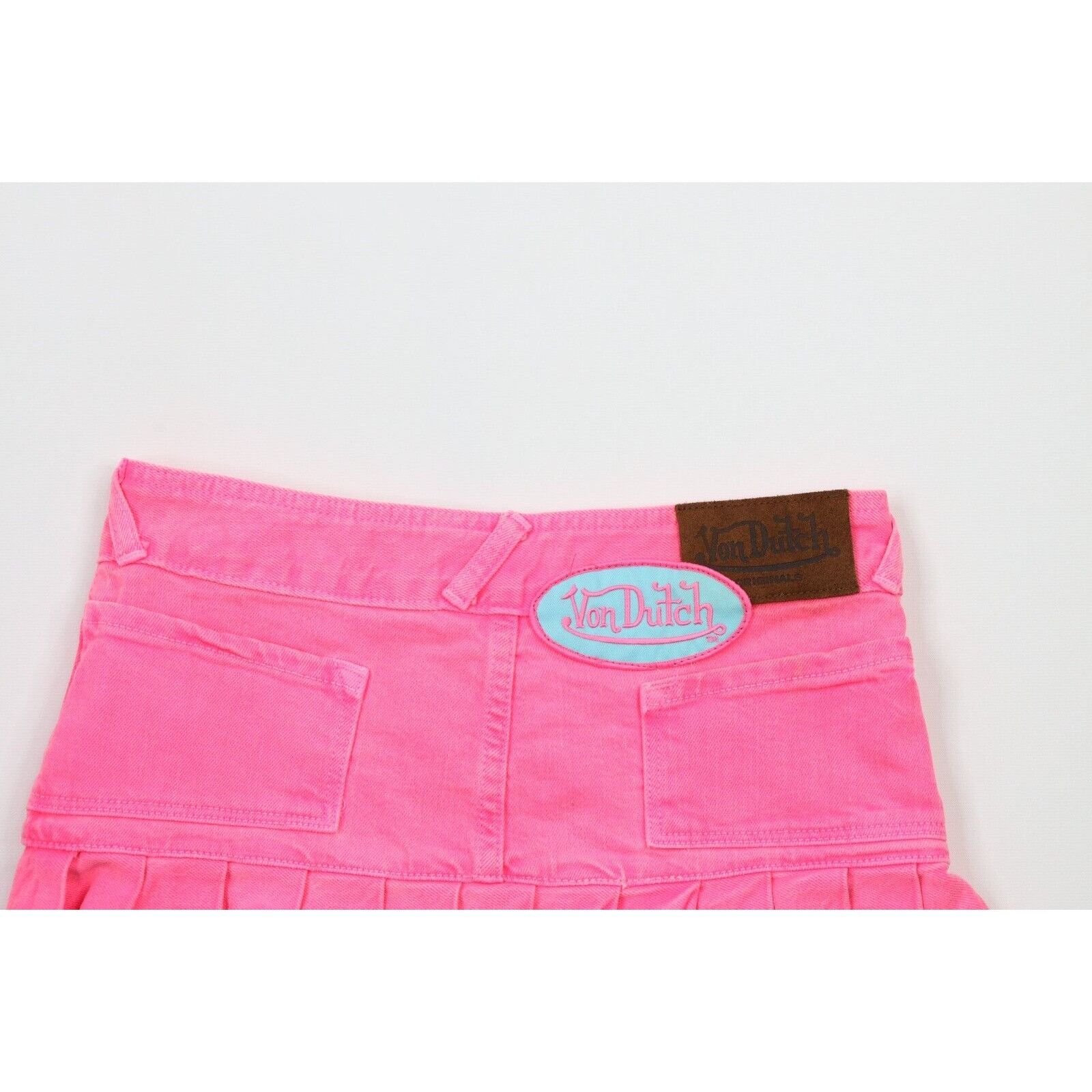 Vintage × Von Dutch Vintage Y2K Von Dutch Barbie Denim Jean Mini Skirt Pink Size 27" / US 4 / IT 40 - 6 Thumbnail