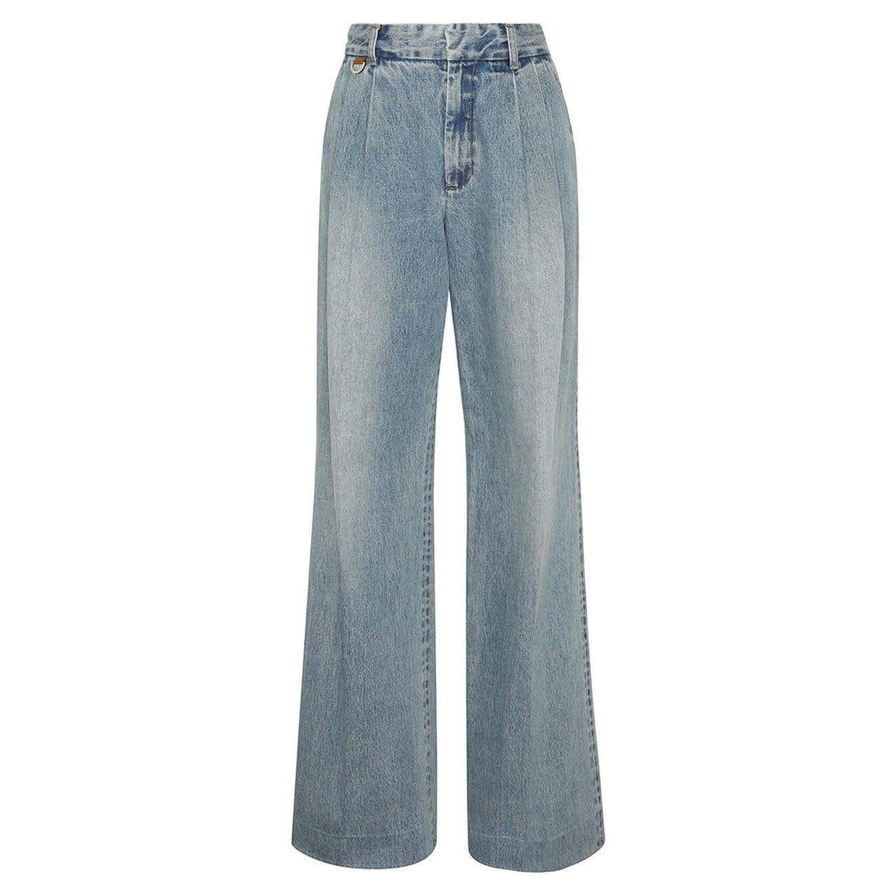 Zimmermann oc11z0925 Illustration Pleated High-Rise Wide-Leg Jeans Size 26" / US 2 / IT 38 - 1 Thumbnail