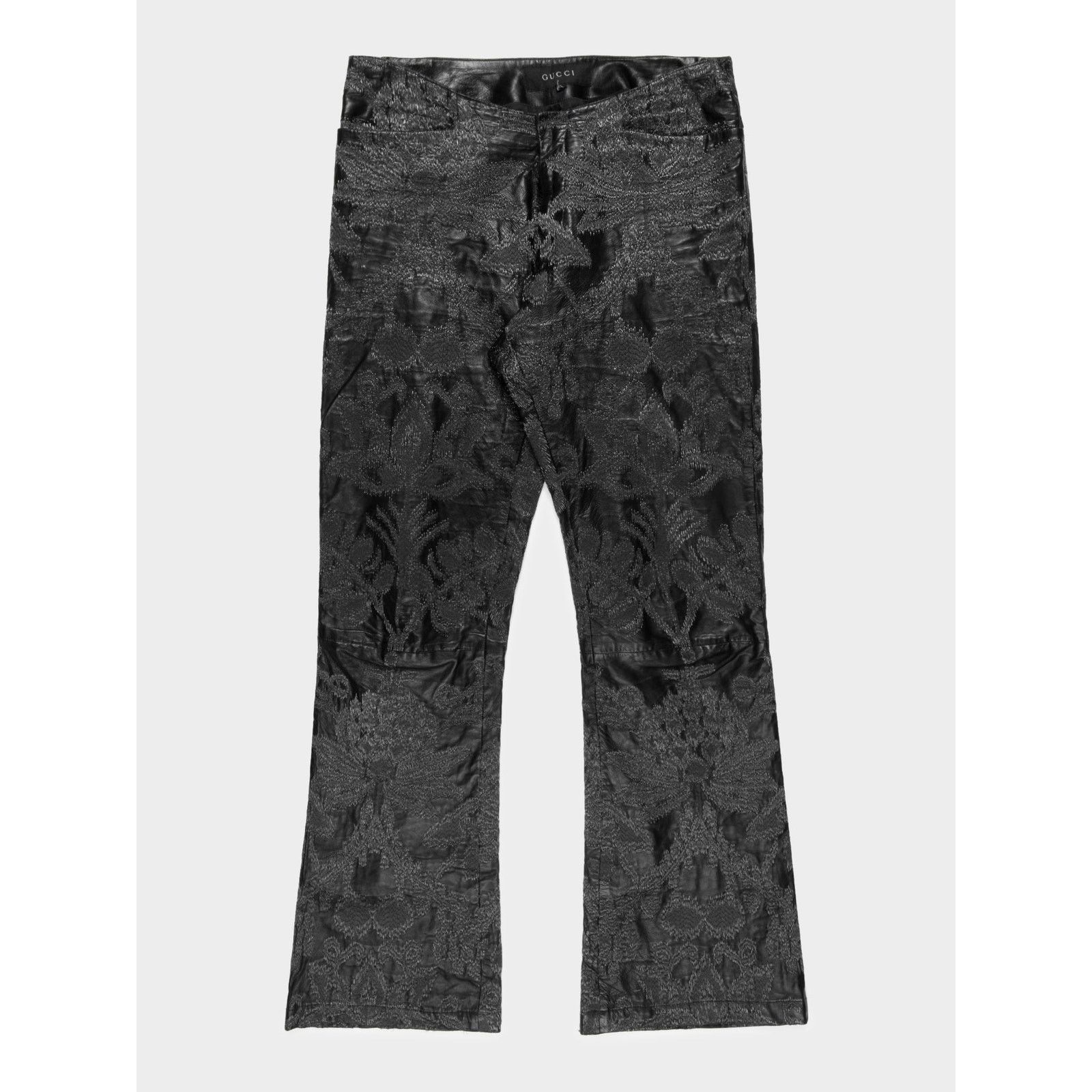 Gucci SS00 Tom Ford Embroidered Leather Pants Size US 31 - 1 Thumbnail