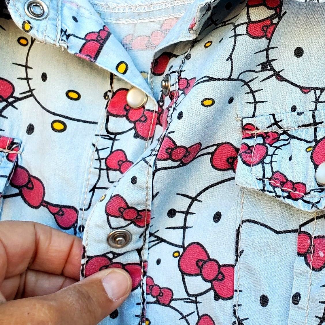 Other Hello Kitty Pearl Snap Shirt Cotton Long Sleeve Western Wome Size S / US 4 / IT 40 - 2 Thumbnail