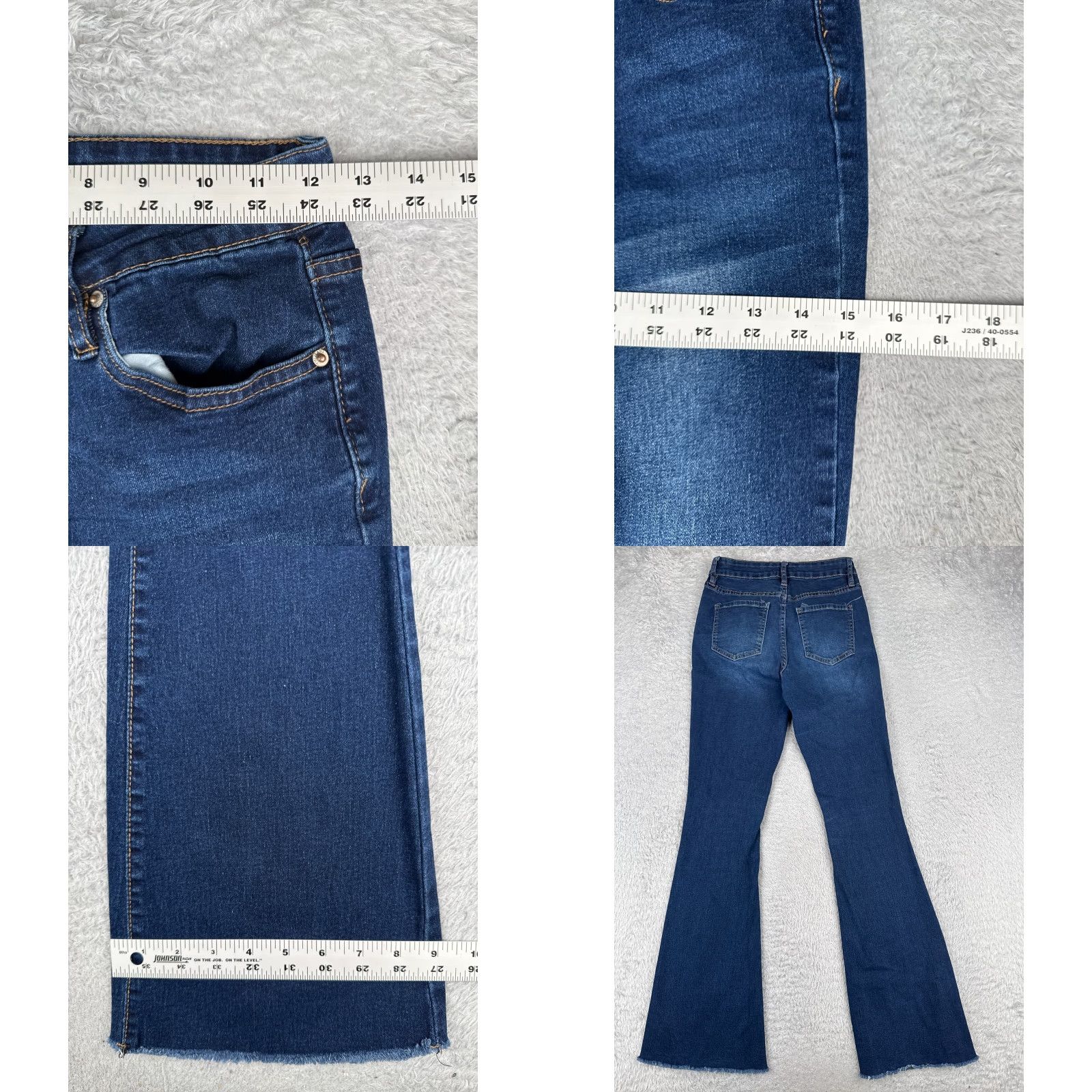 Vintage YMI Jeans Juniors 5 Blue Denim Flared Distressed Mid Rise Cotton Blend 24x31 Jeans Women Vintage No Zip 5-Pocket Design Inseam 31 in Light Export? Size 27" / US 4 / IT 40 - 9 Thumbnail