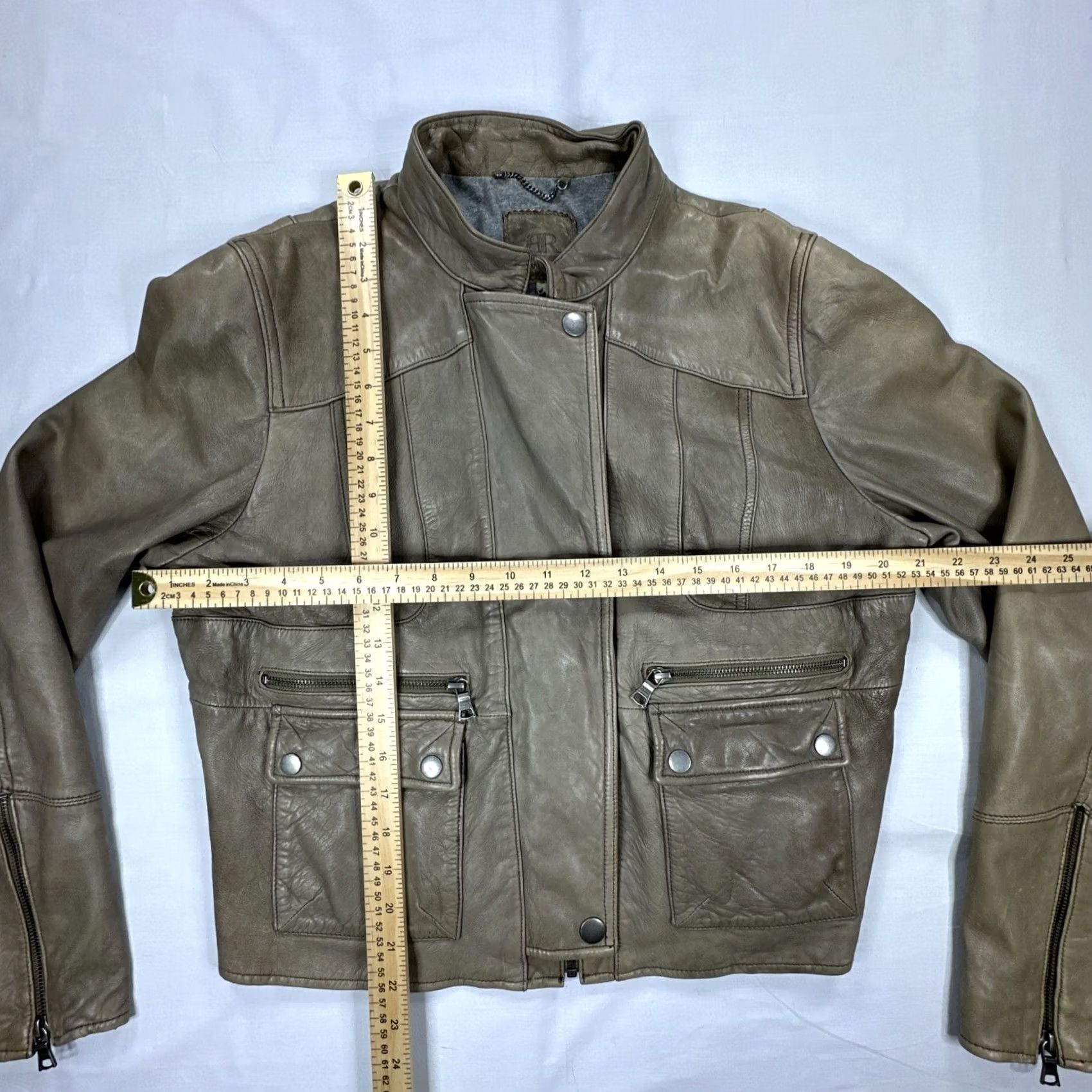 Banana Republic Banana Republic Jacket Women XL Leather Bomber Moto Full Zip Beige Vintage Size XL / US 12-14 / IT 48-50 - 2 Thumbnail