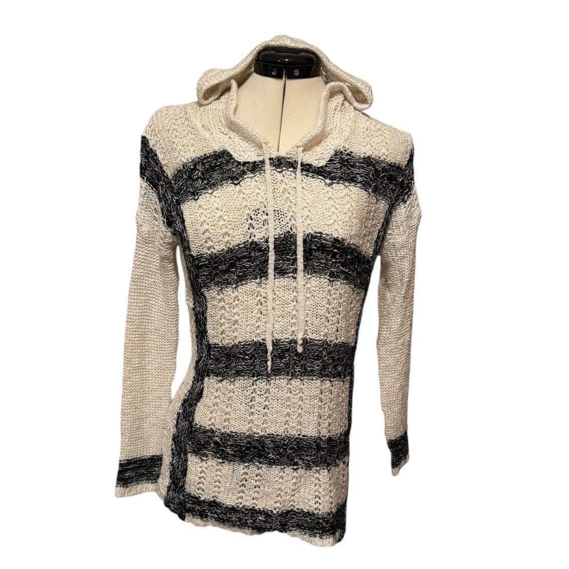 Other Charlotte Russe Striped Hooded Sweater Extra Long Cozy Size S / US 4 / IT 40 - 1 Thumbnail