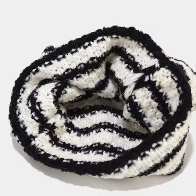 Japanese Brand Cat Ears Striped Knitted Beanie Hat Size ONE SIZE - 5 Thumbnail