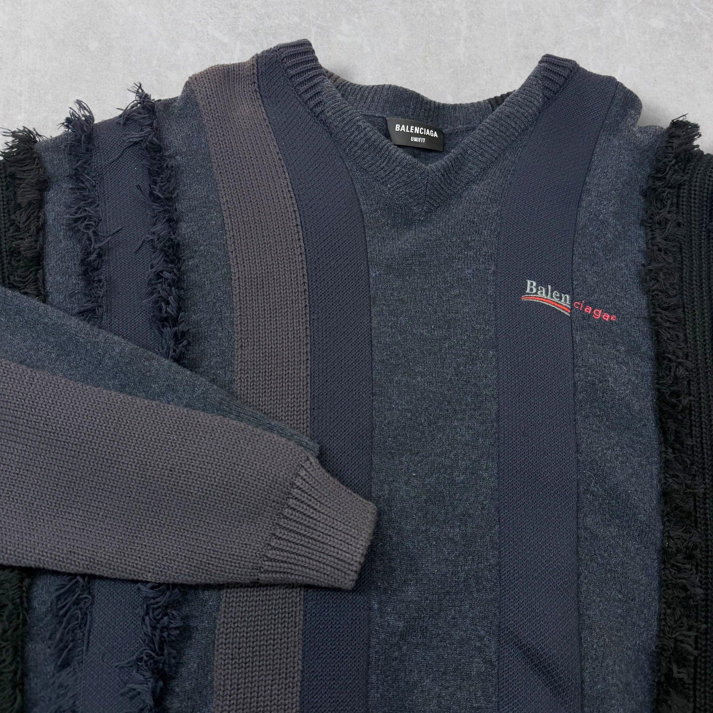 Balenciaga Balenciaga Sliced Damaged V-Neck Knit XS (XL) Size US XL / EU 56 / 4 - 3 Thumbnail
