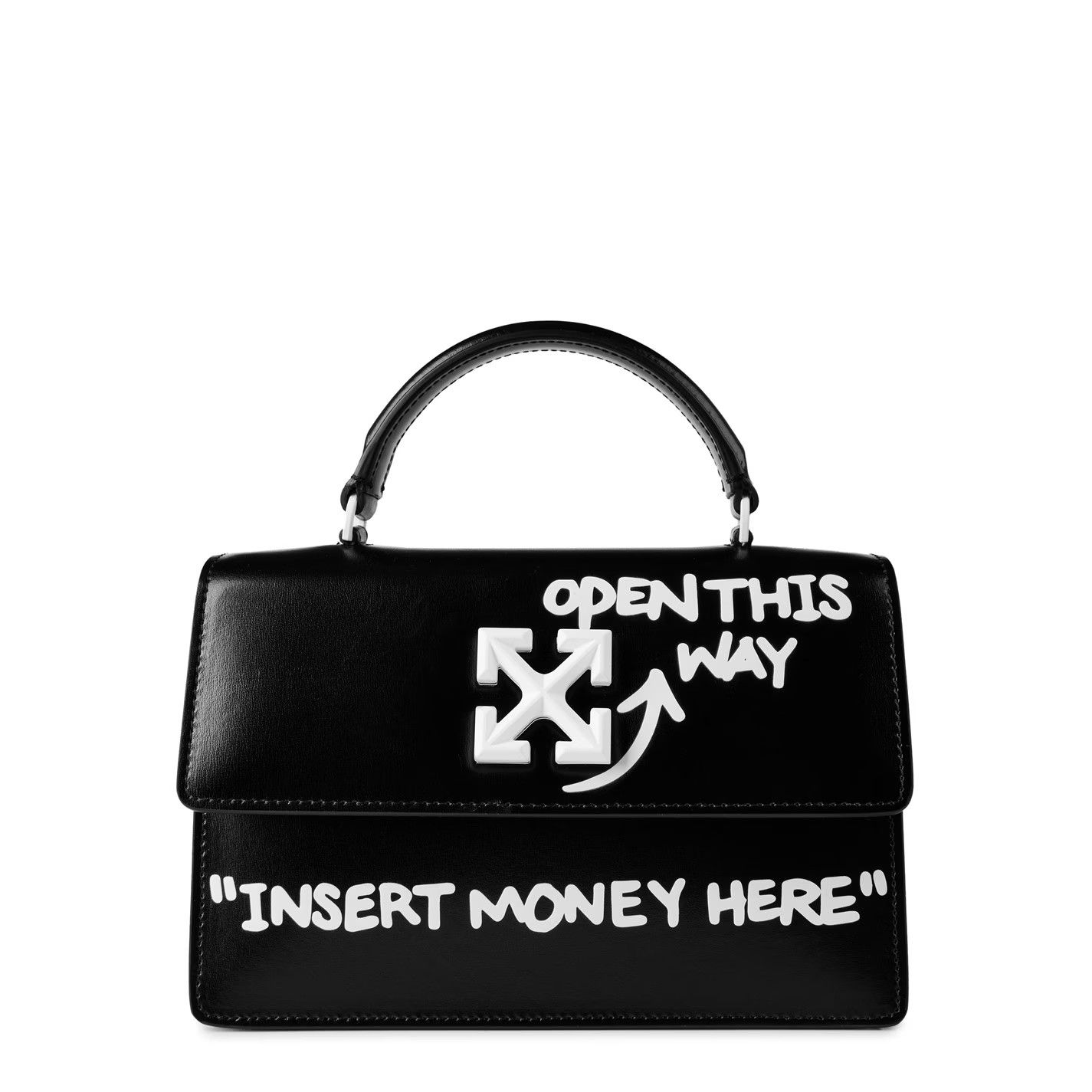 Off-White o1g2r1mq1224 Size:OS / Jitney 1.4 Top Handle Bag Black White Size ONE SIZE - 1 Thumbnail