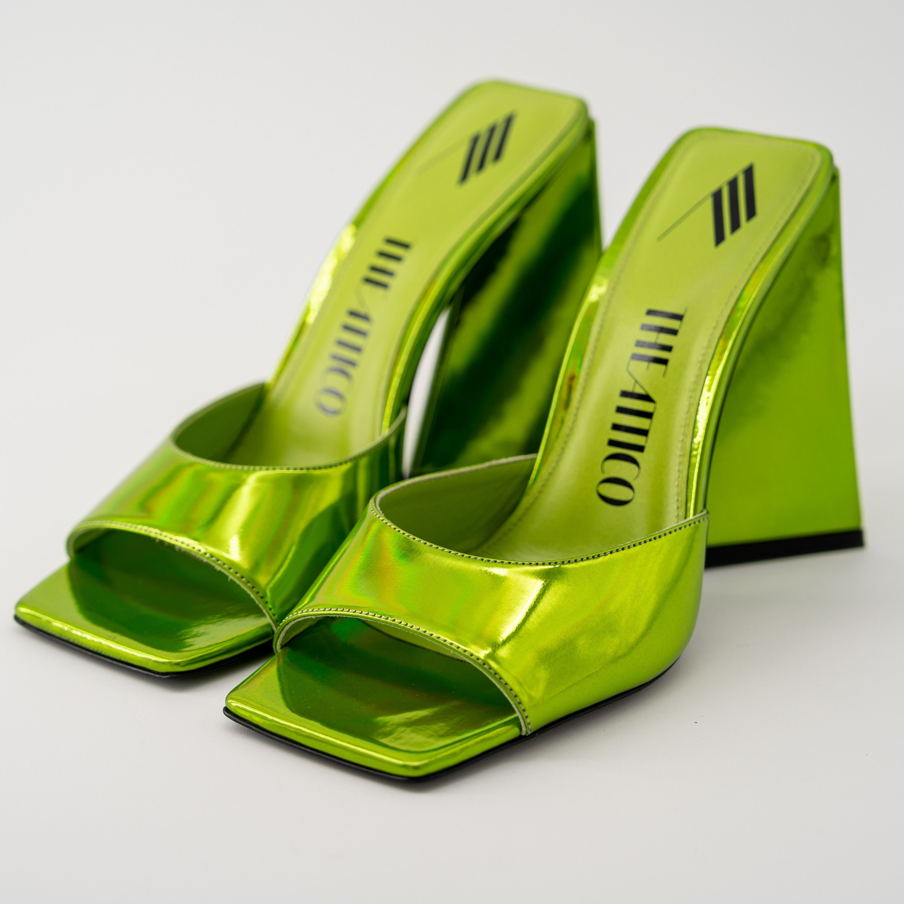 The Attico 37.5 The Attico Devon Mules Heels Lime Green Size US 7.5 / IT 37.5 - 1 Thumbnail