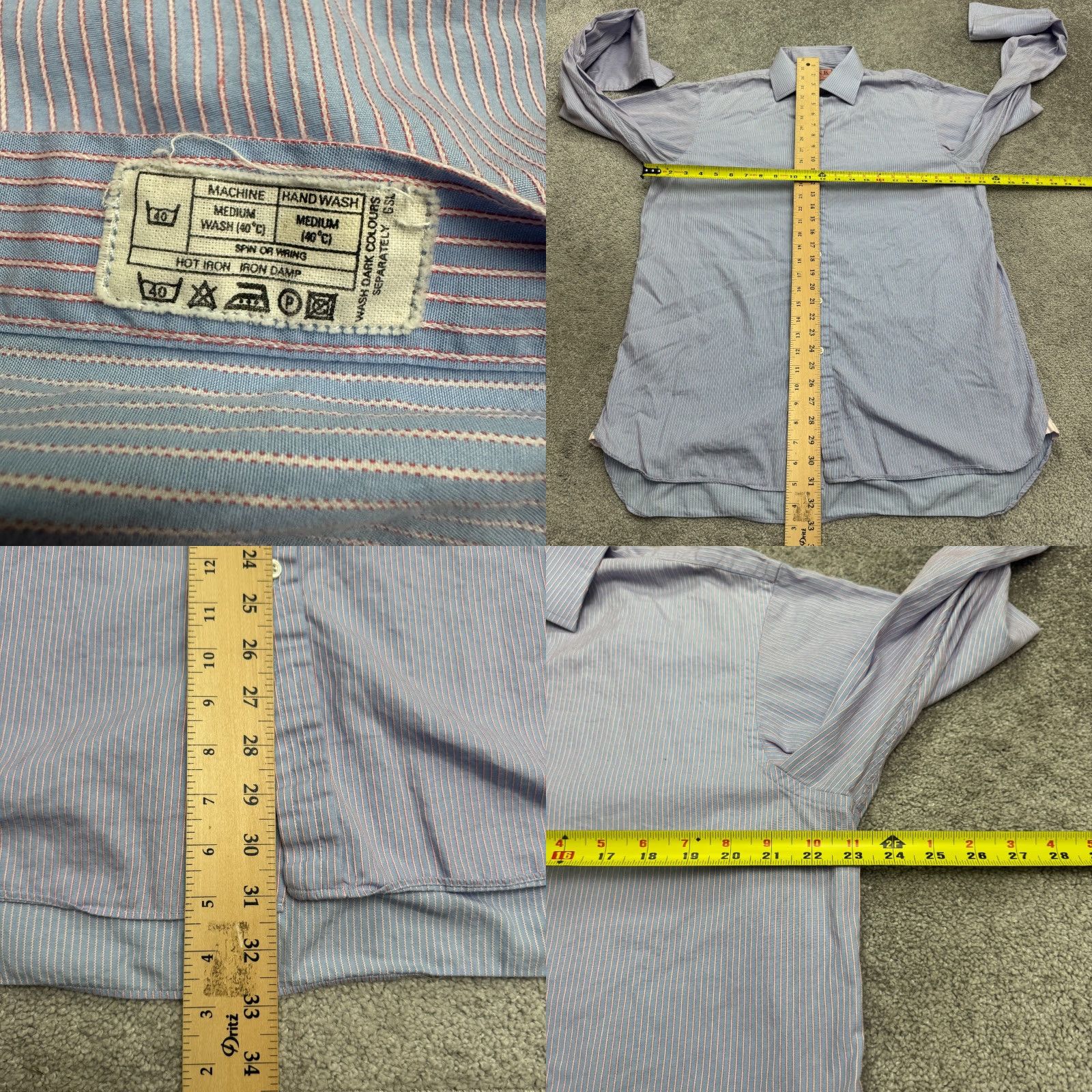 Pinko Thomas Pink Dress Shirt Mens 16.5 Blue Striped Cotton Shirt Size 42R - 8 Thumbnail