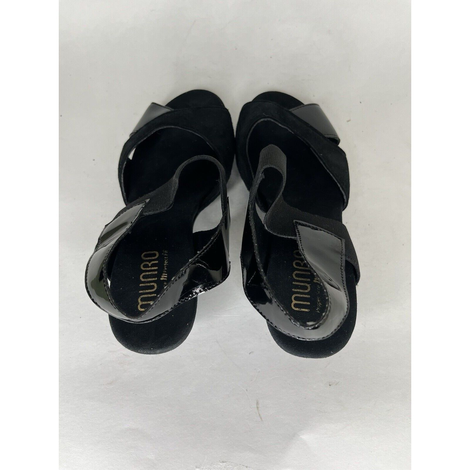 Other Munro Black Suede Patent Leather Slingback Heel Sandals Wome Size US 6.5 / IT 36.5 - 6 Thumbnail