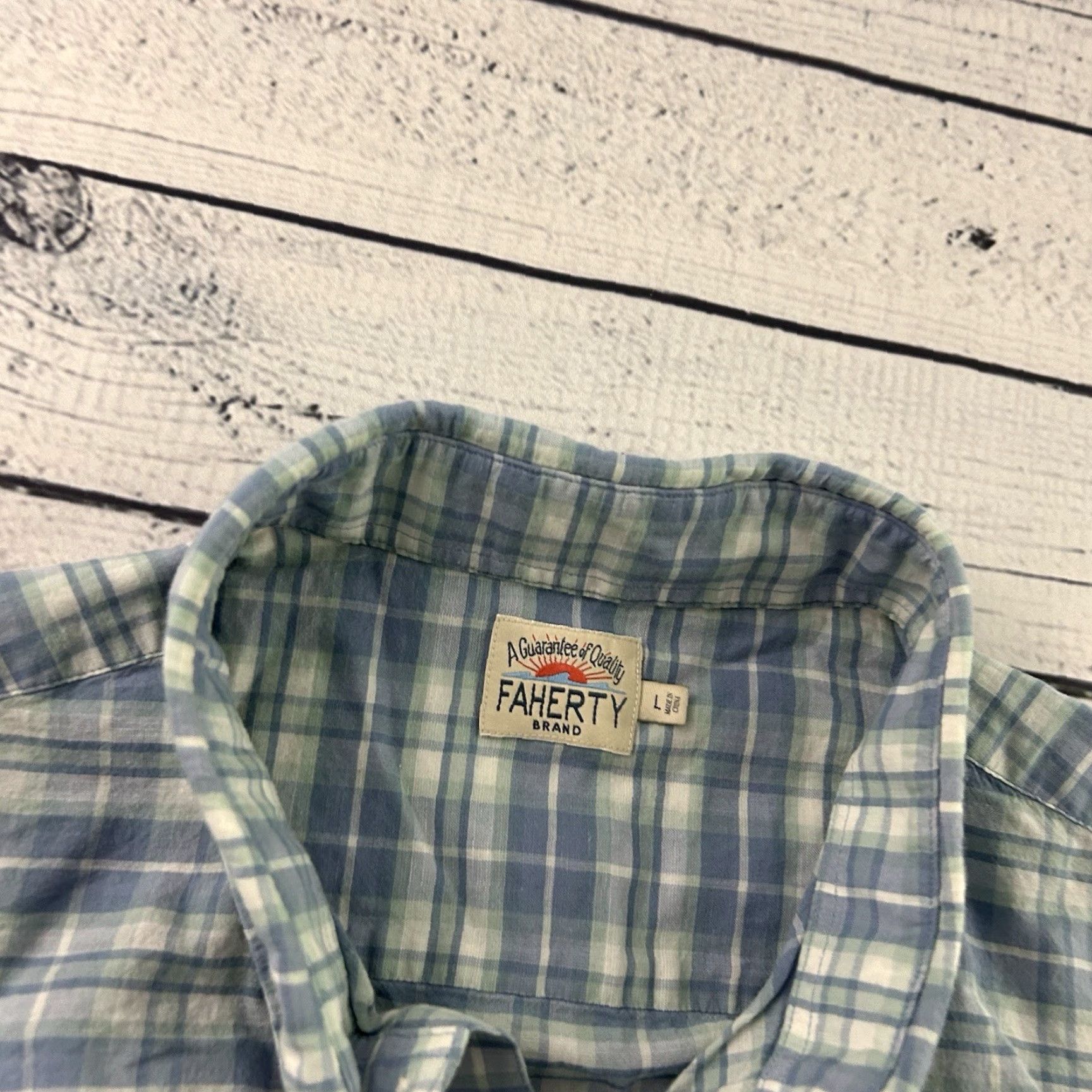 Faherty Faherty Long Sleeve Plaid Button Front Shirt Men's Large Blue Size US L / EU 52-54 / 3 - 2 Thumbnail