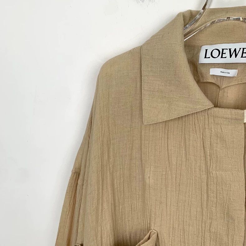 Loewe Loewe Brown pleated ribbon cotton collar long sleeve sun p Size 4XL / US 24-26 - 3 Thumbnail