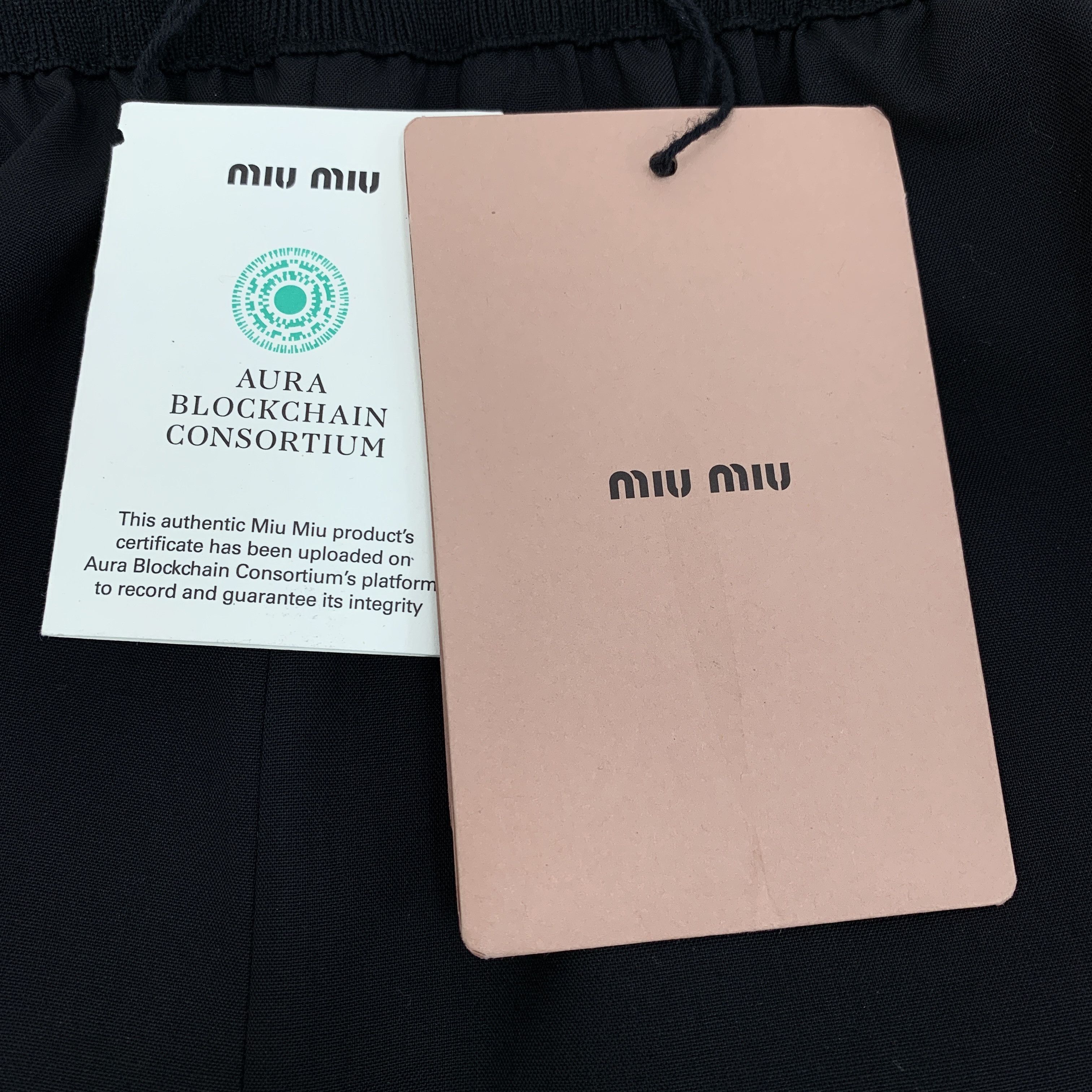 Miu Miu MiuMiu Black Striped Logo Wool Knit Shorts (Size 36) Size 25" / US 0 / IT 36 - 2 Thumbnail
