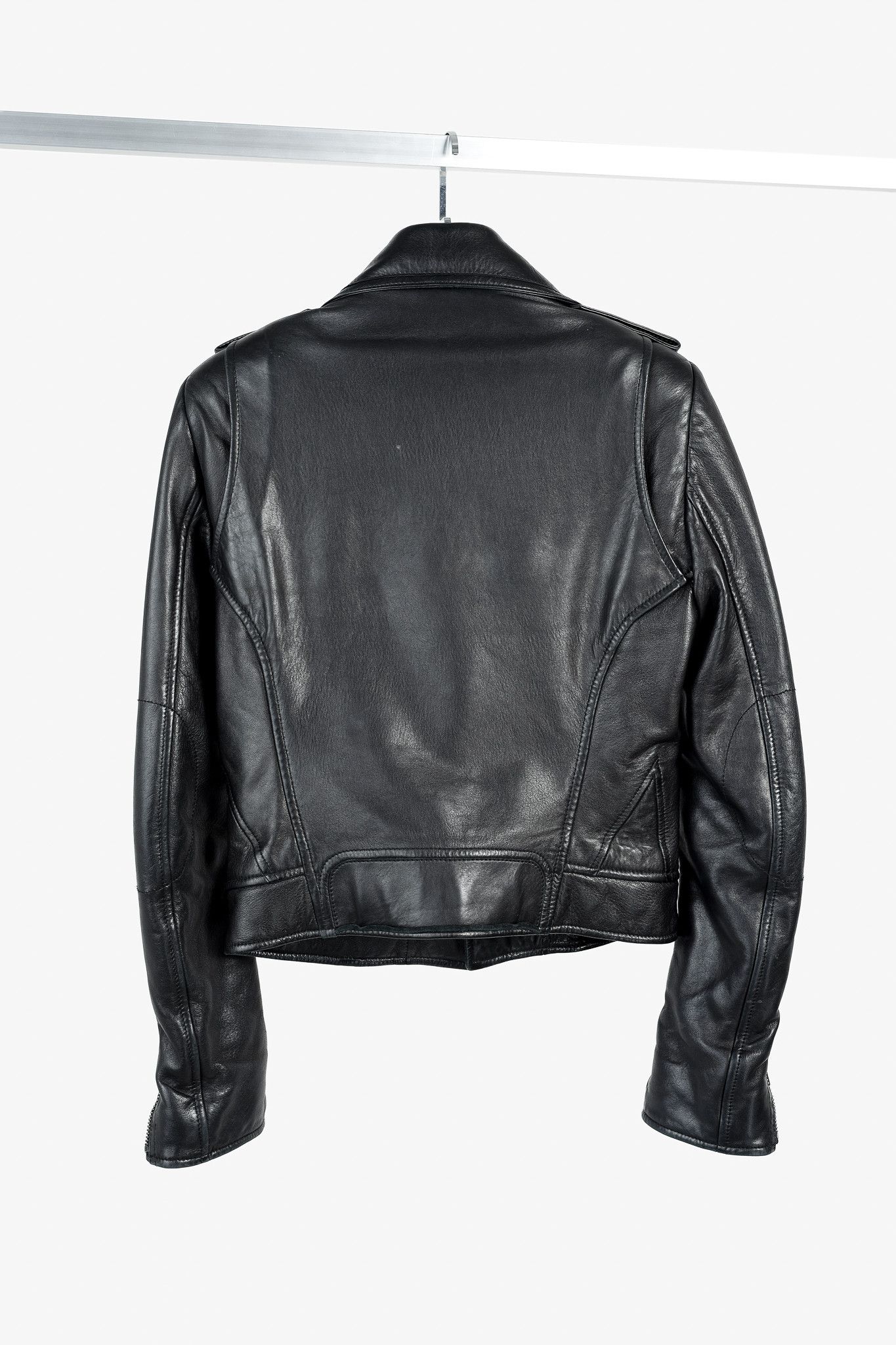 Acne Studios Balenciaga Black Lambskin-Leather Moto Jacket Size M / US 6-8 / IT 42-44 - 2 Thumbnail