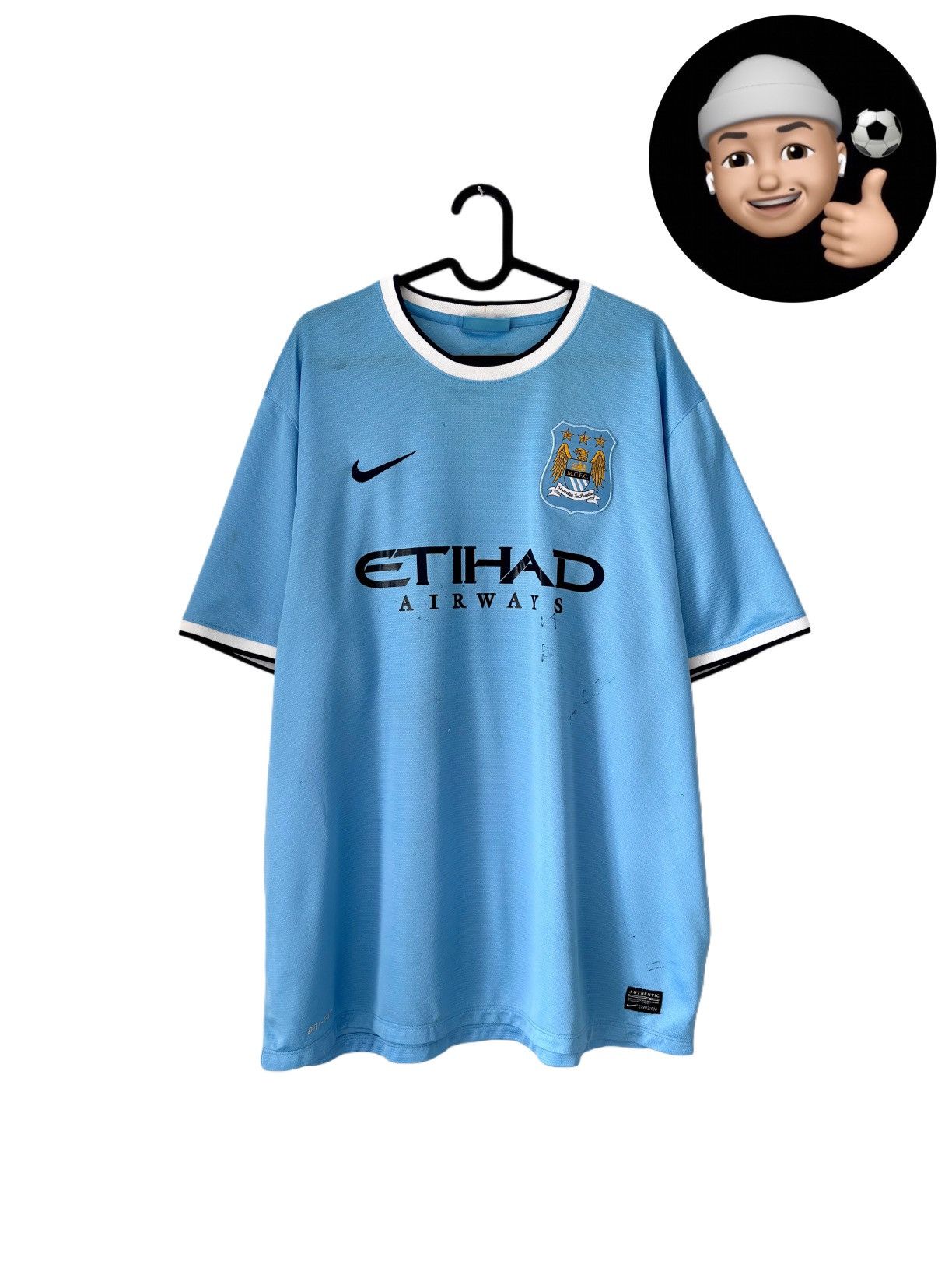 Nike 2013 2014 Manchester City Nike Home Kit Shirt Soccer Jersey Size US XXL / EU 58 / 5 - 1 Thumbnail