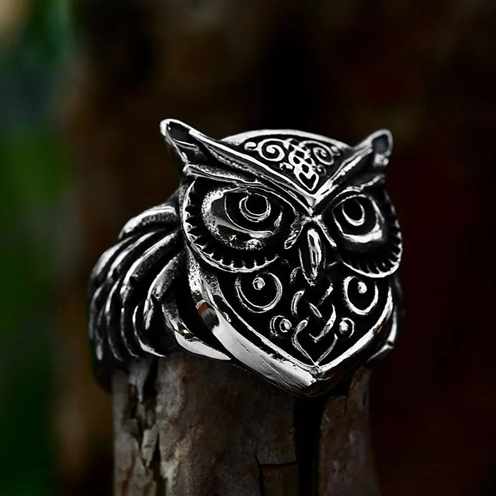 Jewelry Vintage Stainless Steel Owl Ring Size ONE SIZE - 4 Thumbnail