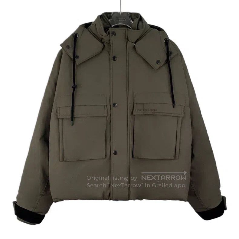 Balenciaga Balenciaga Brown Green Logo Letter Embroidered Hooded Draw Size XXS / US 00 / IT 34 - 1 Thumbnail