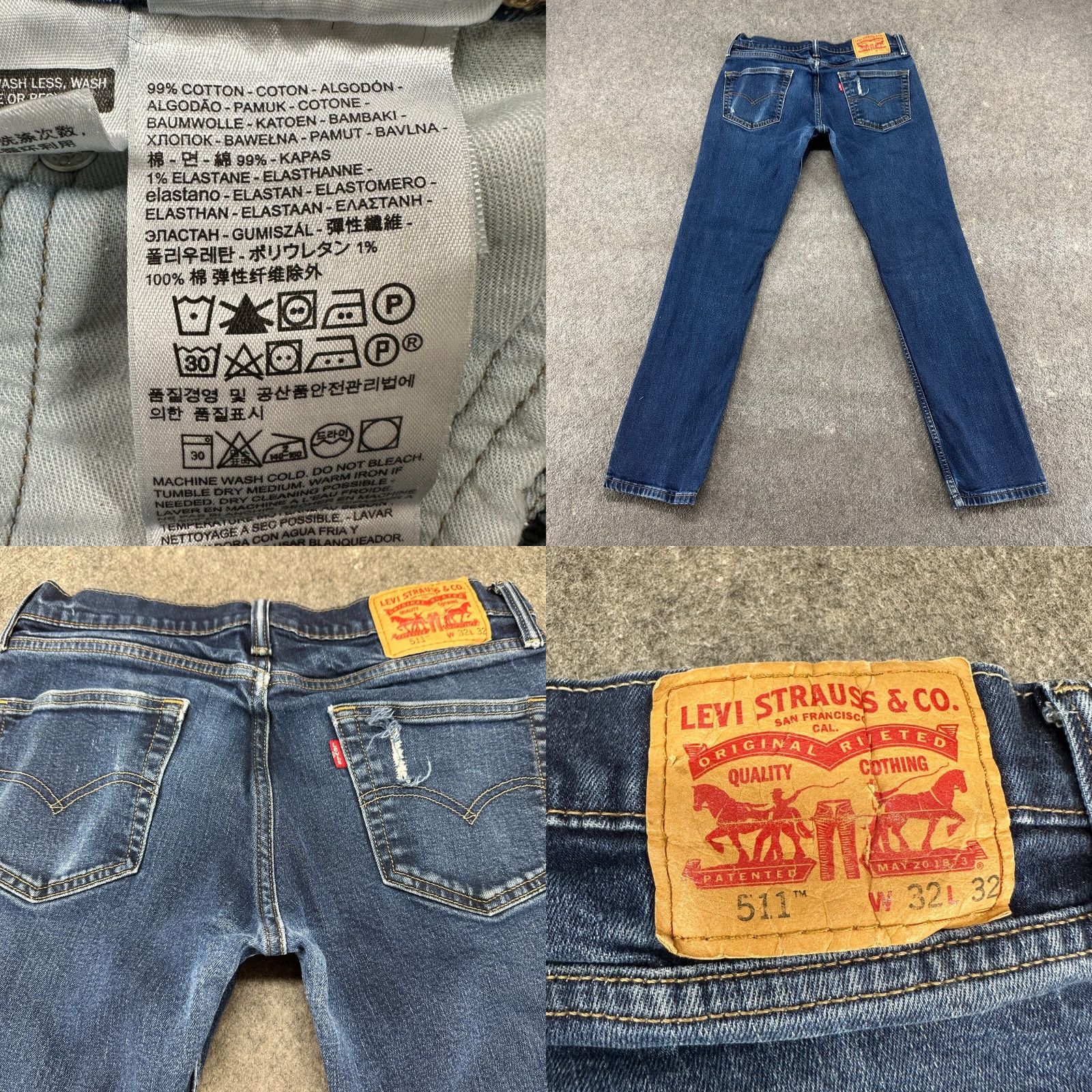 Levi's Levi's 511 Jeans Mens 32x32 Blue Skinny Fit Dark Wash Stretch Denim Regular Inseam 32 Mens Jeans Size US 32 / EU 48 - 8 Thumbnail