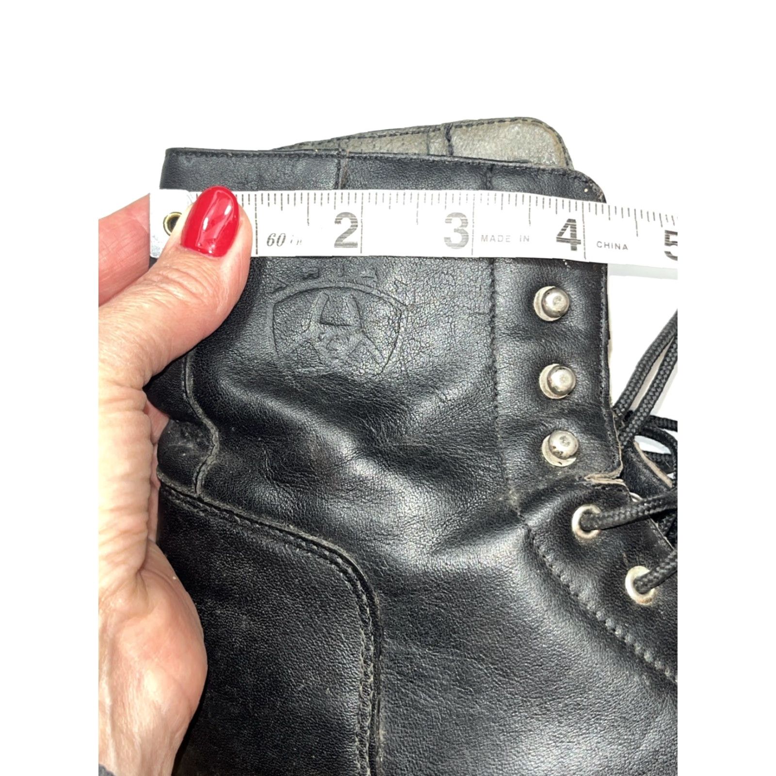 Ariat Ariat BLACK Leather ANKLE BOOTS A1-COMPETITOR Western Lace Up Kiltie Women’s 7 Size US 7 / IT 37 - 6 Thumbnail