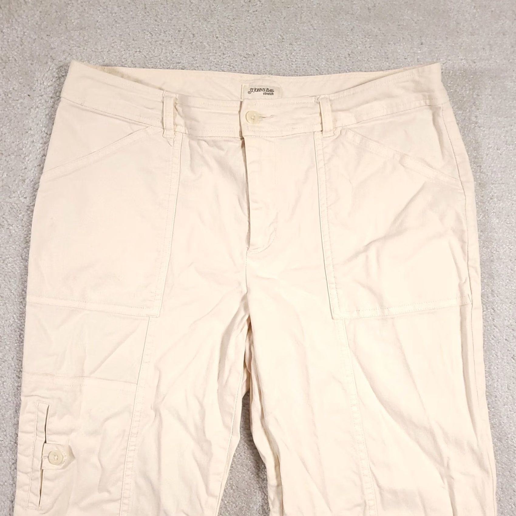 Vintage St Johns Bay Pants Womens 12 Beige Stretch Cargo Capri Cropped Casual Outdoors Size 34" / US 12 / IT 48 - 3 Thumbnail