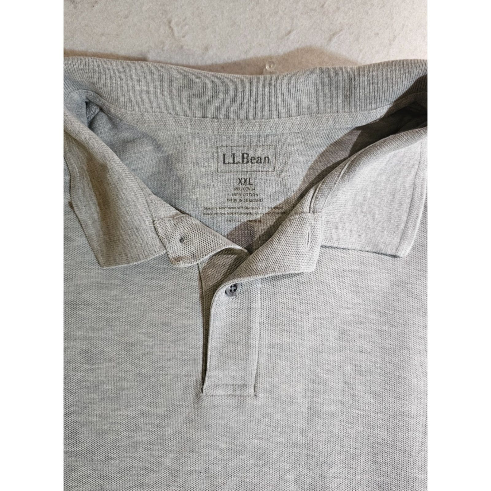 Vintage L.L. Bean Polo Shirt Heather Gray Long Sleeve Classic Fit Men 2XL Regular Cotton Logo Outdoor Hunting Fishing Hiking Activewear Casual Formal Size US XXL / EU 58 / 5 - 3 Thumbnail