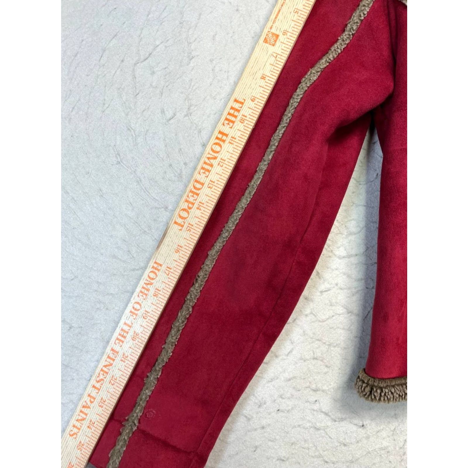 Vintage L.L.Bean Womens M Suede Feel Sherpa Lined Full Zip Jacket Embroidered Detail Red Shirt Size M / US 6-8 / IT 42-44 - 4 Thumbnail