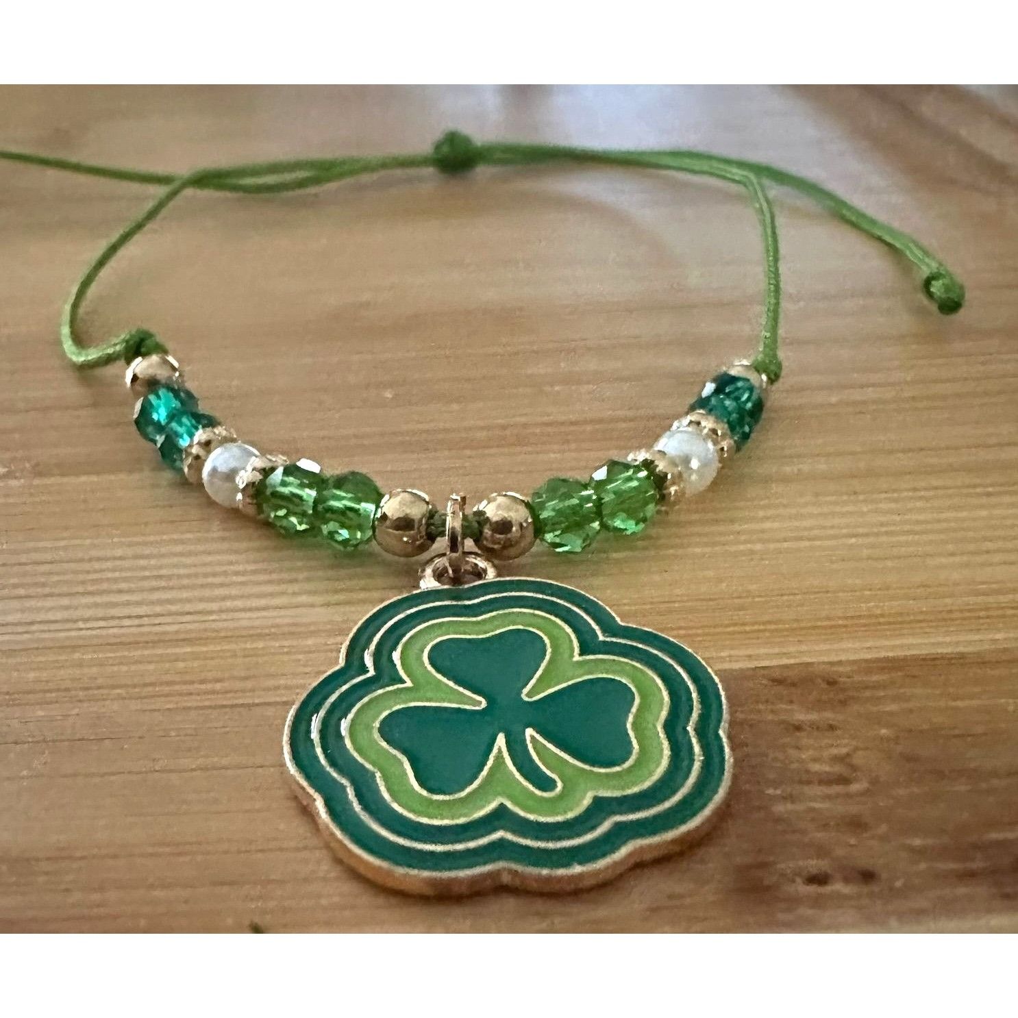 Handmade St Patricks Day Shamrock Knotted String Beaded Bracelet Ankl Size ONE SIZE - 1 Thumbnail