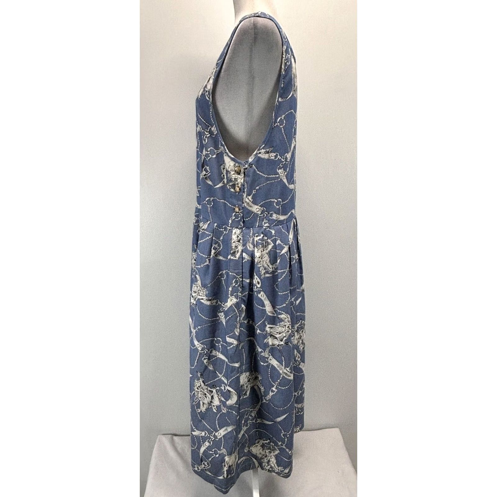 Vintage VINTAGE Bryn Connelly Jumper Dress Dress Sleeveless Pockets Midi Blue S Regular Women Horse Equestrian Overall Size S / US 4 / IT 40 - 2 Thumbnail
